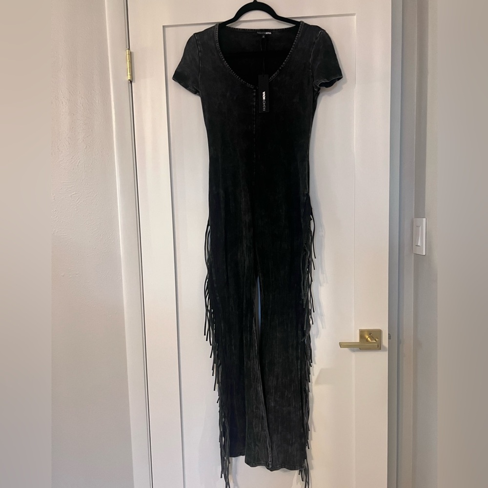 Black Fringe Body Suit (NWT)